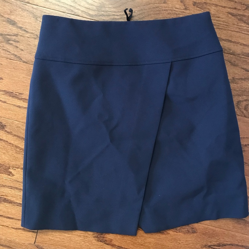 Navy faux wrap skirt